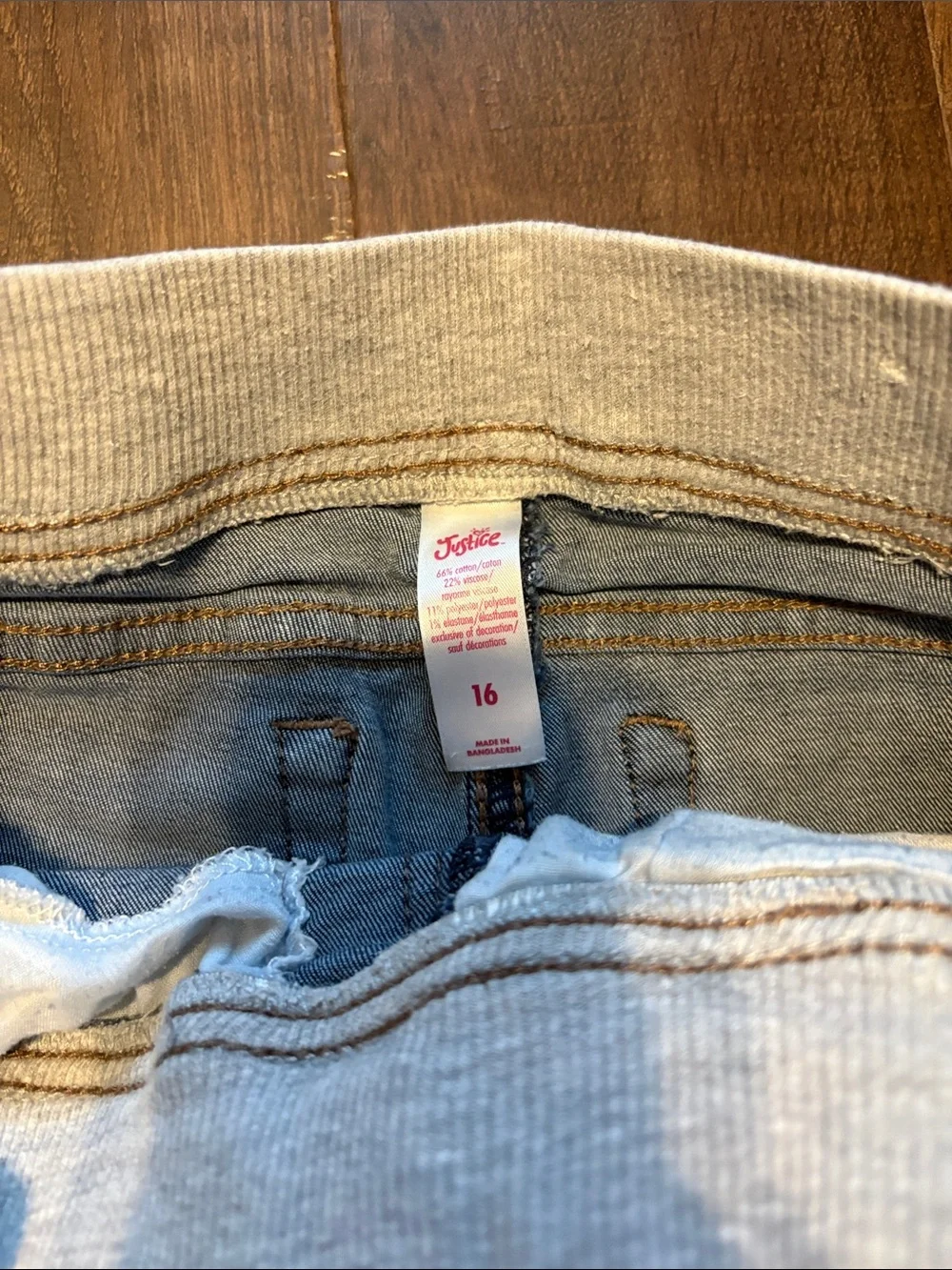 Justice Blue Denim Knit-Waist Drawstring Shorts